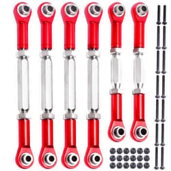HobbyPark Steel Turnbuckles and Aluminum Camber Links Rod Ends Toe Links Set Linkage for Arrma 1/8 Typhon Mega 4x4 Option Parts (6PCS) (Red)