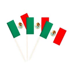 Newkita 100 Pack Mexico Flag Mexican Toothpick Flags, Cocktail Picks Mini Stick Cupcake Toppers Country Picks Party Decoration Celebration Cocktail Food Bar Cake Flags (Mexico)