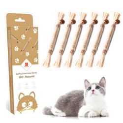 Potaroma 6 Pcs Natural Silvervine Sticks Cat Toys, Catmint Silvervine Blend Sticks, Kittens Chew Toys for Teeth Cleaning, Matatabi Dental Care Cat Treat, Edible Kitty Lick Toys