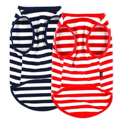 CtilFelix Dog Shirt Striped Clothes Stretchy Vests for Small Medium Large Dogs Boy Girl Cat Apparel Soft Cotton Puppy T-Shirts Lightweight Pet Tank Top Kitten Outfit Pack-2 Red & Blue M