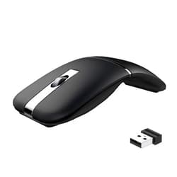 NYIEFADA Foldable Bluetooth Travel Mouse, Wireless Portable 2.4G Arc Mouse for Laptop, 180° Rotating Rechargeable Ultra Slim for Desktop PC MacBook Pro Chromebook Lenovo Device(with Carry Bag)