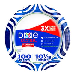 Dixie Ultra, Large Paper Plates, 10 Inch, 100 Count, 3X Stronger*, Heavy Duty, Microwave-Safe, Soak-Proof, Cut Resistant, Disposable Plates For Heavy, Messy Meals