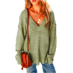 EVALESS Sweaters for Women 2024 Fall Winter Long Sleeve V Neck Crochet Sweater Hollow Out Knitwear Pullover Jumper Tops