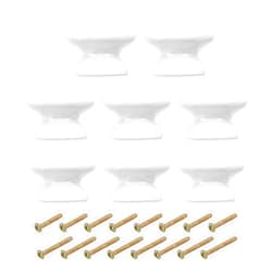 PATIKIL 1-3/8 Inch Cabinet Knobs, 8 Pcs Round Drawer Dresser Knobs Wood Handles Knobs Drawer Pulls with Screws for Kitchen Cupboard Furniture Door, White
