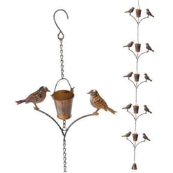 taman Rain Chain Set, 6.52ft Bird Rain Chain for Gutters,Functional and Decorative Replacement Downspout Rain Chain for Outside,Metal Copper Divert Rain Catcher