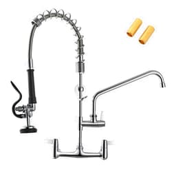GIMILI Commercial Kitchen Faucet Wall Mount with Pre-Rinse Sprayer 8 Inch Center Wall Mount Kitchen Sink Faucet Swing Spout 25
