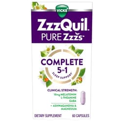 V PURE Zzzs ZzzQuil Pure Zzzs Complete Sleep, Melatonin 10mg, L-Theanine, GABA, with Ashwagandha, and Magnesium, Melatonin Sleep Aid, 60 Count