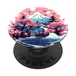 Ukiyo-e Art Gifts Japanese Art Ukiyo-e Anime Geisha Cherry Blossom Mount Fuji PopSockets Swappable PopGrip