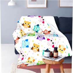 Echoserein Cute Owl Throw Blanket Soft Bed Blankets Lightweight Cozy Plush Flannel Fleece Blanket for Sofa Couch Bedroom 50