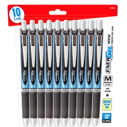 Pentel EnerGel RTX Retractable Premium Liquid Gel Pen, (0.7mm) Needle Tip, Ultra Smooth, Medium Line, Black Ink 10 Pack