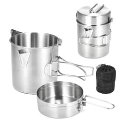 Lixada Camping Cooking Kettle 1L Stainless Steel Pot with Foldable Handle and Dual Use Cover Portable for Hiking Backpacking Picnic