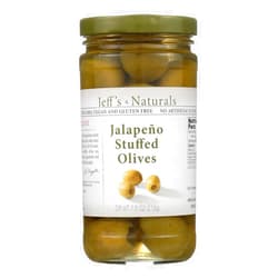 Jeff's Natural Jeff's Natural Jalapeno Stuffed Olives - Vegan - Non GMO - Case of 6 - 7.5 Ounce