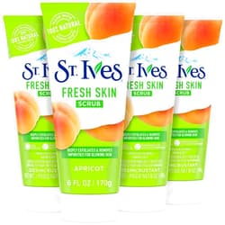 St. Ives Fresh Skin Apricot Face Scrub, Deep Exfoliator Skin Care for Clean, Glowing Skin, Oil-free Facial Scrub Made with 100% Natural Exfoliants, 6 oz, 4 Pack