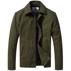 WenVen Men's Lightweight Military Cotton Jacket Casual Spring Lapel Work Coat