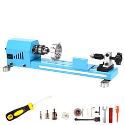 FesmTek Mini Wood Lathe Machine Multi-Purpose Support Turning Cutting Sanding Polishing Wood, Professional Customized Tool Accessories