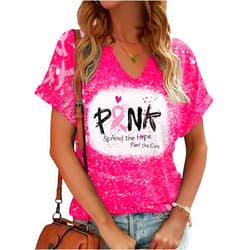 YHHR Breast Cancer Awareness Shirt Pink Ribbon Breast Cancer Support Squad Tshirts Cancer Survivor V-Neck Tops