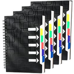 CAGIE 5 Subject Spiral Notebooks Set of 4, 240 Pages Notebook for Work with Dividers Tabs, A5 Small Notebook School Office Supplies, College Ruled (Black)