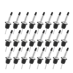 AOZITA 48 Pack Stainless Steel Classic Bottle Pourers Tapered Spout - Liquor Pourers with Rubber Dust Caps