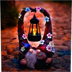 Joint Honglin Outdoor Couple Gnome Decorations with Solar Light Lantern Double Cute Gnomes Resin Statues Outdoor Decor Gifts for Valentine's Day Anniversary(Couple Gnome)