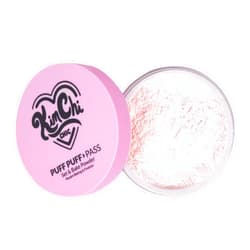 KimChi Chic Beauty Puff Puff Pass Set and Bake Powder, Loose Face Powder with Extra Fluffy Setting Powder Puff, Translucent Face Makeup for Uneven Skin Tone, 09 Pink