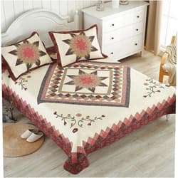 VSULZVNU High-Grade Bedspread Bed Throw Handmade Patchwork Coverlet Pure Cotton Quilted Quilt Embroidered Multifunction Bed Cover 3PCS Set Bed Sheets Decoration + 2 Pillow Cases B-Queen:230x230cm (B King 243x