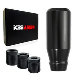 ICBEAMER Black Aluminum Shift Knob | Fits Automatic and 4, 5, 6 Speed Manual Transmission Vehicles | Interior Car Gear Lever Stick Shift Handle | Automotive Replacement Parts | 1 Piece