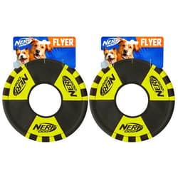 Nerf Dog Trackshot Toss and Tug Ring Dog Toy, Lightweight, Durable and Water Resistant, 9 Inches, for Medium/Large Breeds, Single Unit, Green/Black (Pack of 2)