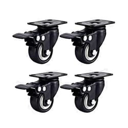 Online Best Service Swivel Caster Wheels Rubber Base with Top Plate & Bearing Heavy Duty with Total Lock Brake Pack of 4 Black by Online Best Service (2