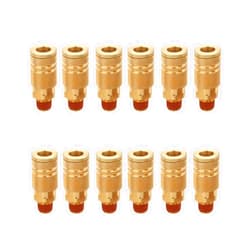 T TANYA HARDWARE 1/4 Inch Brass Male Industrial Coupler, 12 Pack 1/4 Inch Air Hose Fittings NPT Male Quick Connector Air Coupler with sealant for Professional Jobsites and Automotive Shops
