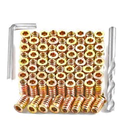 PGMJ 80 Pcs M6 Threaded Insert Nuts Furniture Screws - Hex Socket Drive Metal Assorted Screws, Bolts Fastener Connector for Home Cabinets Tools and Accessories (M6x20mm)