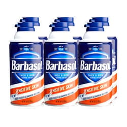 Barbasol Sensitive Skin Thick and Rich Shaving Cream for Men, 10 oz., Pack of 6 10 Ounce (Pack of 6)