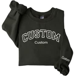 IZI POD Custom Embroidered Sweatshirts Design Your Own, Custom Crewneck Sweatshirt, Add Your Own Custom Text Sweatshirt Gift