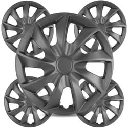 Winjet Universal Hubcaps Black Matte Wheel Cover Replacement R16 Hub Caps Automotive Universal Wheel Rim Cover Compatible with Most Car Truck SUV Accessories(16 Inch Hubcaps Set of 4)