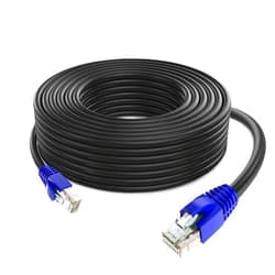 QNECS Cat6 Outdoor Ethernet Cable 550 Mhz Waterproof Ethernet Network Cable- High-Speed Direct Burial Ethernet Cord- RJ45 connectors UV Resistant LLDPE LAN Cable for Outdoors Home Office [200 Ft]