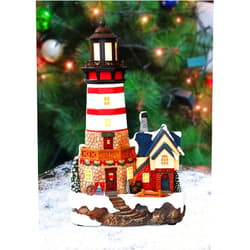 MOMENTS IN TIME 13.58”H Lighthouse - LED Lights, Adapter Included Christmas Village - Hand-Painted Resin Polyresin