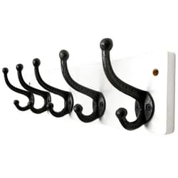 WEBI Rustic Coat Rack Wall Mount,5 Cast Iron Coat Hooks Wall Mounted,Heavy Duty Wall Coat Hanger,Vintage Hooks for Hanging Coats,Clothes,Black on White