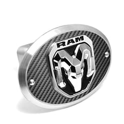 IPick Image Made for RAM 2019 up 3D Logo on Carbon Fiber Look Oval Billet Aluminum 2