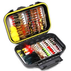 FAISOX Fly Fishing Flies Assortment Kit Dry Wet Nyphms Tenkara Popper Streamer Woolly Bugger for Trout Bass Salmon Steelhead with Fly Box