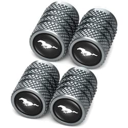 LSLZK8 Tire Valve Caps, Valve Stem Caps Fit Mustang Snake Speedstar Evos Everest GT Shelby Mach-E Grand C-MAX Falcon Figo, Alloy Car Tire Caps for Corrosion Resistant Leak-Proof Car Accessories, Black