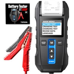 TOPDON Car Battery Tester 12V 24V 100-2000CCA Lead-Acid Battery, TOPDON BT300P Alternator Tester, Load Tester, with Built-in Printer, Spark Free Metal Clamps, Automatic Reverse Polarity Protection