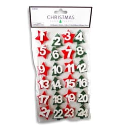 Christmas Crafts Christmas Felt Stickers - Advent Countdown Calendar Numbers Red and Green Stars - Holiday Crafts 3D Adhesive Pieces - 24 Count