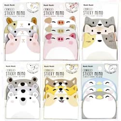 Zofikol 6 Packs Cartoon Animal Sticky Notes Self-Stick Memorandum Note Set Cute Cartoon Animals Notes Writing Pads Page Marker Notepad for School, Home, Office and Package