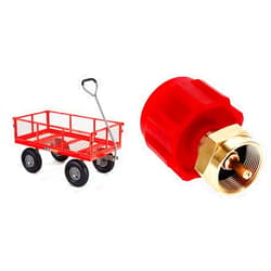 Gorilla Carts GOR800-COM 800 Pound Steel Utility Cart, Red, 83 Inches x 20.86 Inches & GasOne Propane Refill Adapter - Fill 1lb Propane Tank from 20lb Propane Tank - Red