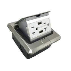 Lhfacc Pop Up Floor Box Countertop Box w/20A with 2 USB Charging Ports Receptacle-Stainless Steel (1 Pack)