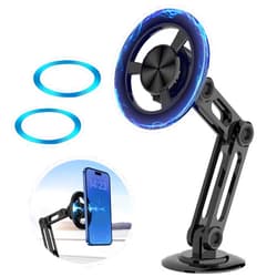 Rednow Universal 360° PRO Magnetic Suction Phone Holder Car,Alloy Folding Magnetic Cell Phone Holder for Car [Super Strong Magnet] Bracket Magnetic Dashboard Phone Car Mount for All Smartphone (Black)