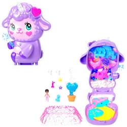 Polly Pocket Dolls & Playset, Cozy Dreamland Lamb Compact, Travel Toy with 1 Micro Doll, Pet Unicorn, Food & Fashion Styling Accessories