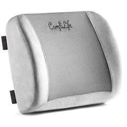 ComfiLife Lumbar Support Back Pillow Office Chair and Car Seat Cushion - Memory Foam with Adjustable Strap and Breathable 3D Mesh (Gray)