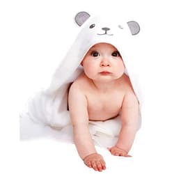 HIPHOP PANDA Hooded Towel - Rayon Made from Bamboo, Bath Towel with Bear Ears for Newborn, Babie, Toddler, Infant - Absorbent Large Baby Towel - Bear, 30 x 30 Inch