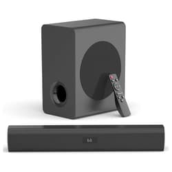 Fansbe Direct Sound Bar Speakers Bluetooth Wireless, TV Speakers Sound Bar Subwoofer, Home Theater Surround Sound Bar HDMI(ARC) Optical AUX USB 2.1ch Home Audio Sound System TV PC Gaming Wall Mount 3EQ, Black