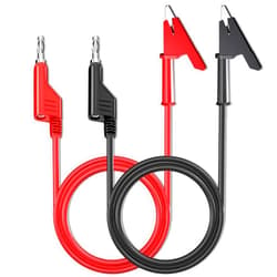 Goupchn 4mm Stackable Banana Plugs to Crocodile Alligator Clips Test Leads Flexible Cable Wire 2PCS Red Black 3.3ft/1m for Multimeter Electrical Testing